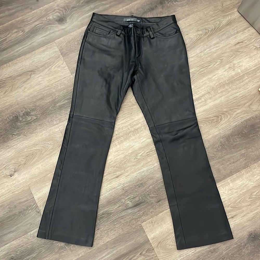 Vintage GAP Leather Pants Women’s Bootcut Trousers Grunge Biker Black Y2K Small